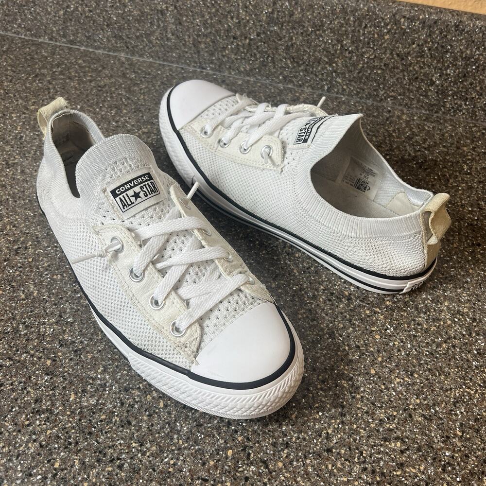 Converse All Star White Knit Canvas Womens Size 9 Sneaker Slip On Low Top Skater